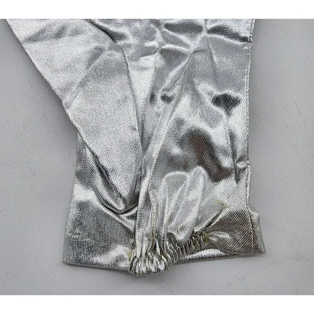 VTG Ladies Fownes Double Woven Nylon Gloves‎ Metallic Silver Costume Cosplay MED